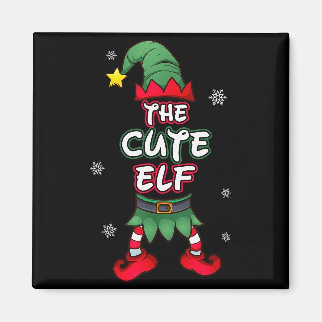 Cute Elf Christmas Pajamas Pjs Matching Family Gro Magnet (Front)