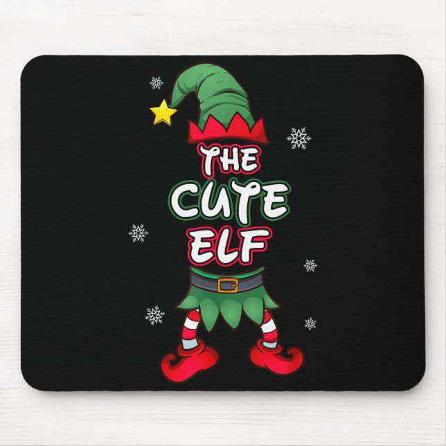 Cute Elf Christmas Pajamas Pjs Matching Family Gro Mouse Pad (Front)