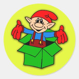 Cute Elf in a Box Stickers
