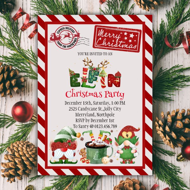  Cute Elf North Pole Christmas Party Invitation (Creator Uploaded)