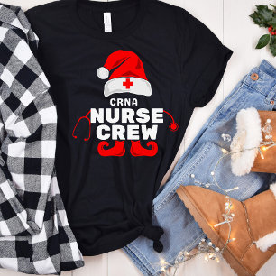 Cute Elf Nurse CRNA Christmas Crew T-Shirt