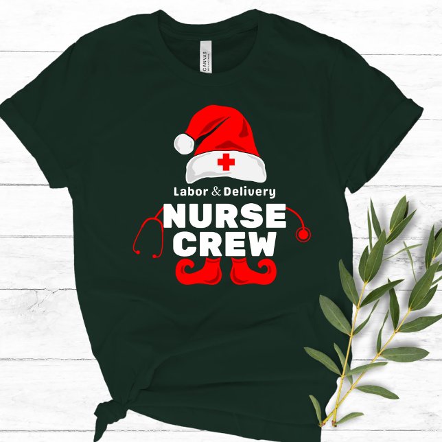 Cute Elf Nurse Labour Delivery Christmas Crew   T-Shirt (Creator Uploaded)