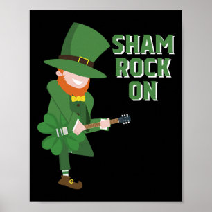 Cute Elf Playing Shamrock Guitar - St. Patricks Da Poster