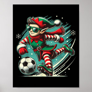 Cute Elf Playing Soccer Lovers Boys Girls Kid Teen Poster