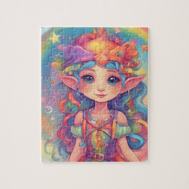 Cute elf princess in enchanted forest jigsaw puzzle (Vertical)