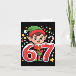 Cute Elf Six Seven 6 7 Meme Funny Christmas Costum Card