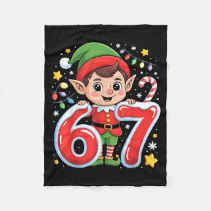 Cute Elf Six Seven 6 7 Meme Funny Christmas Costum Fleece Blanket