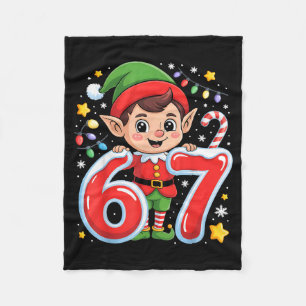Cute Elf Six Seven 6 7 Meme Funny Christmas Costum Fleece Blanket