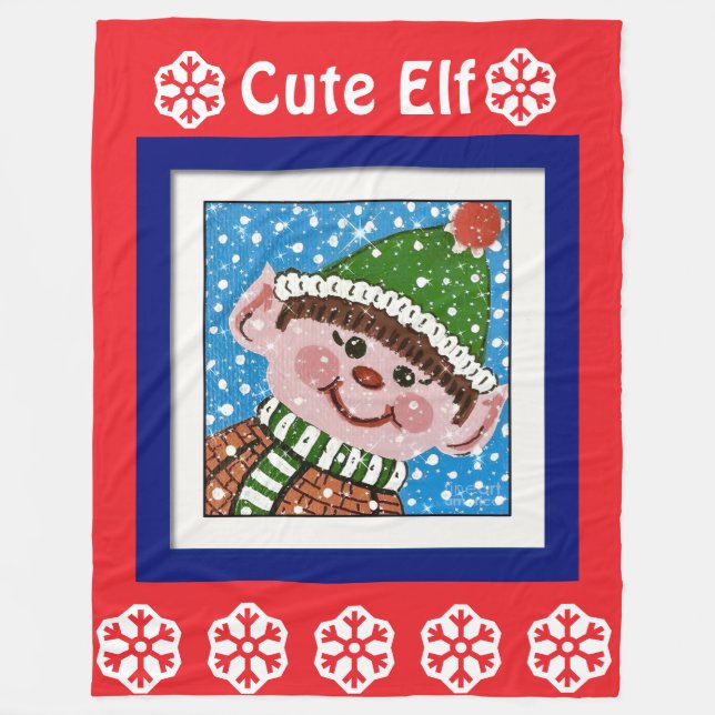 Cute Elf Throw Blanket (Front)