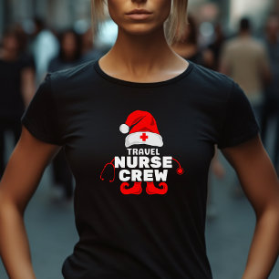 Cute Elf Travel Nurse Christmas Crew   T-Shirt
