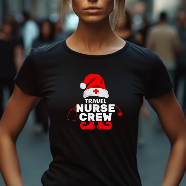 Cute Elf Travel Nurse Christmas Crew   T-Shirt (Creator Uploaded)