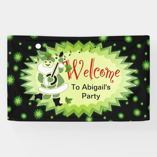 Cute Elf Welcome to Holiday Slumber Party Banner (Horizontal)