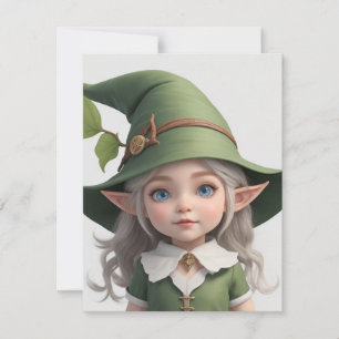 Cute Elven Witch Holiday Card