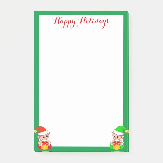 Cute Elves on White Post-it Notes (Front)