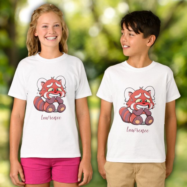 Cute Embarrassed Red Panda Personalised Kids T-Shirt (Cute Embarrassed Red Panda Personalized Kids T-Shirt)