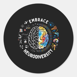 Cute Embrace Neurodiversity Autism Awareness Asd B Classic Round Sticker
