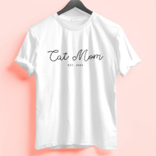 Cute Embroidered Cat Lover Mom Add Your Text Tri-Blend Shirt