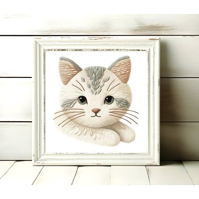 Cute Embroidered Kitty Wall Art for Cat Lovers (Creator Uploaded)