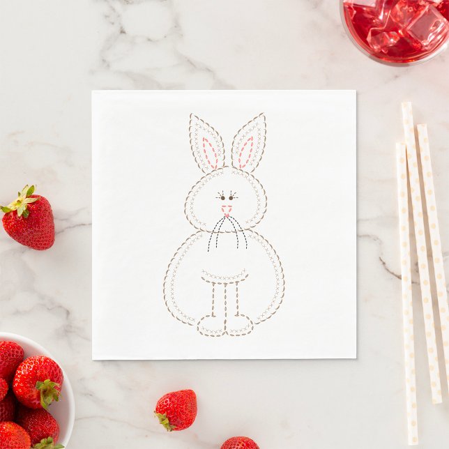 Cute Embroidery Style Bunny Rabbit Napkin (Creator Uploaded)