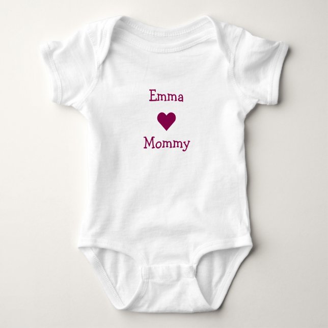Cute Emma Hearts Mummy Love Personalise Name Baby Bodysuit (Front)