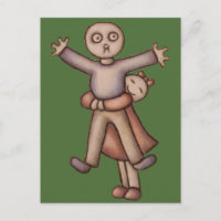 Cute Emo Cartoon of Girl Hugging Boy postcard