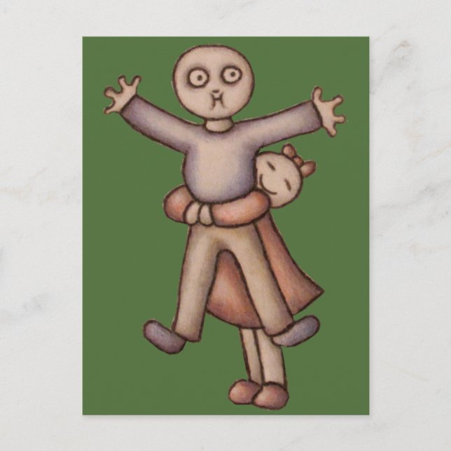 Cute Emo Cartoon of Girl Hugging Boy postcard (Front)