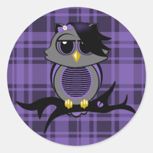 Cute Emo Owl and Plaid Pattern Stickers