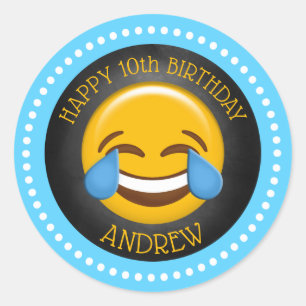 Cute Emoji Birthday Party Classic Round Sticker