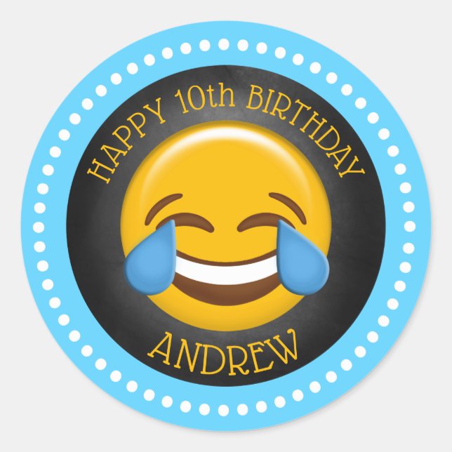 Cute Emoji Birthday Party Classic Round Sticker (Front)