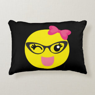 Cute Emoji Girl Decorative Cushion