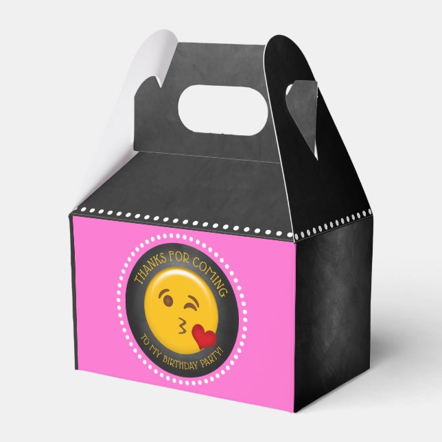 Cute Emoji Girl's Birthday Party Favour Box (Front Side)