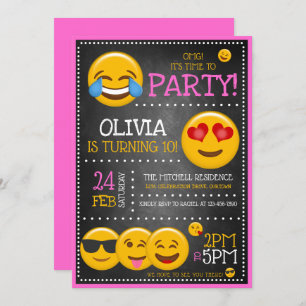 Cute Emoji Girl's Birthday Party Invitations