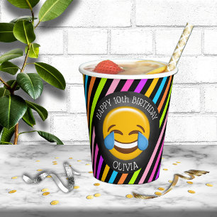 Cute Emoji Girl's Birthday Party Paper Cups