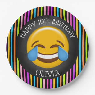 Cute Emoji Girl's Birthday Party Paper Plate