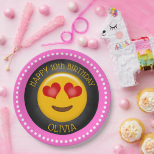 Cute Emoji Girl's Birthday Party Paper Plate