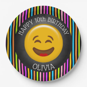 Cute Emoji Girl's Birthday Party Paper Plate