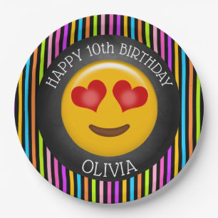 Cute Emoji Girl's Birthday Party Paper Plate