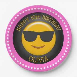 Cute Emoji Girl's Birthday Party Paper Plate