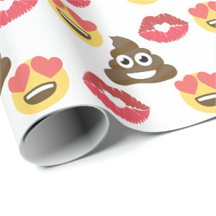 Cute Emoji in love, Poop emoji & kisses Wrapping Paper