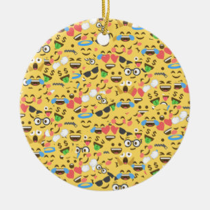 cute emoji love hears kiss smile laugh pattern ceramic ornament