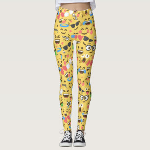 cute emoji love hears kiss smile laugh pattern leggings