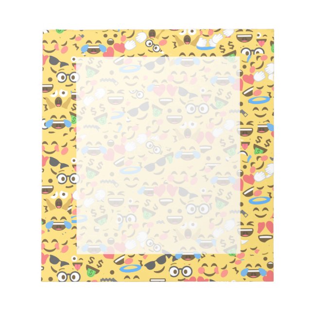 cute emoji love hears kiss smile laugh pattern notepad (Front)