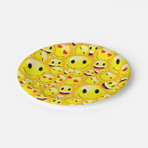 Cute Emoji Party Emoticon Happy Faces Paper Plate