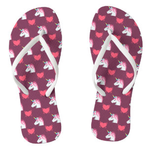 Cute Emoji Unicorn and Hearts Pattern Thongs