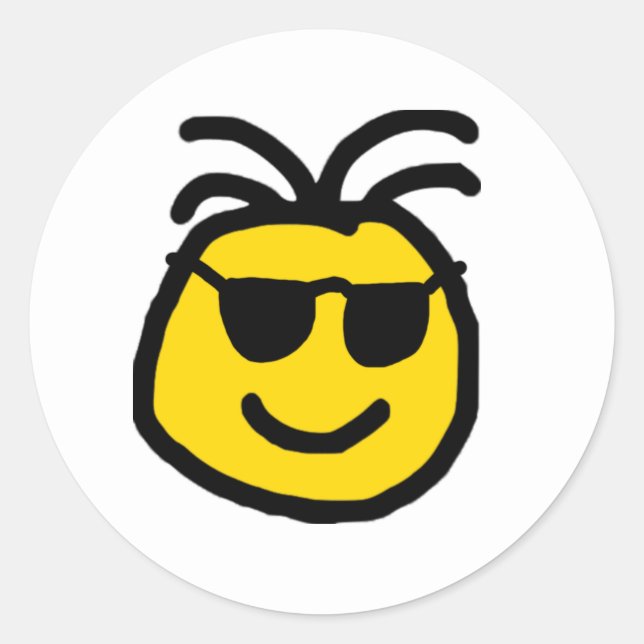 Cute Emoji with Shades Classic Round Sticker (Front)