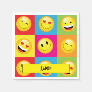 Cute Emoticon Yellow Faces Emoji Party Napkin
