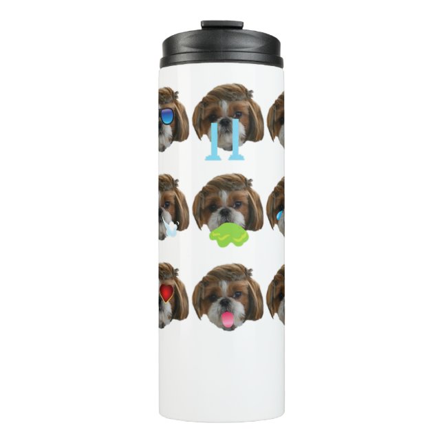 Cute Emotion Faces SHITZU Dog Funny T-Shirt Father Thermal Tumbler (Front)