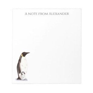 Cute emperor penguin with baby personalized notepad