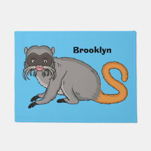 Cute Emperor Tamarin illustration cartoon Doormat