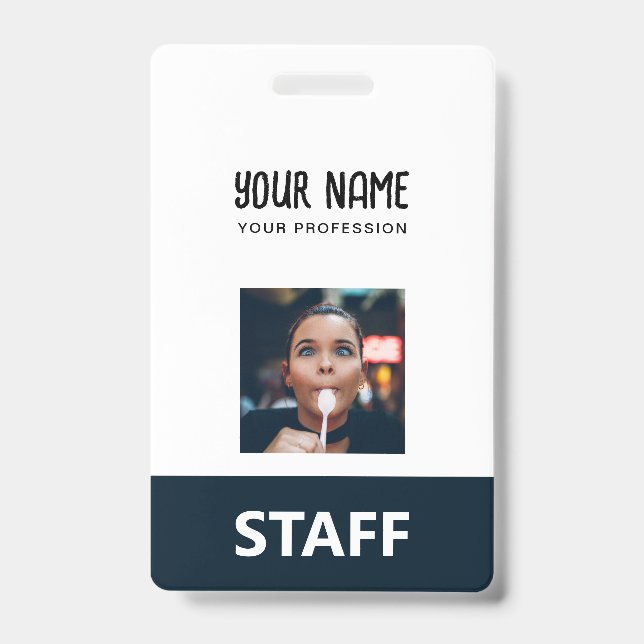 Cute Employee Name Photo Staff Tag ID Badge (Front)
